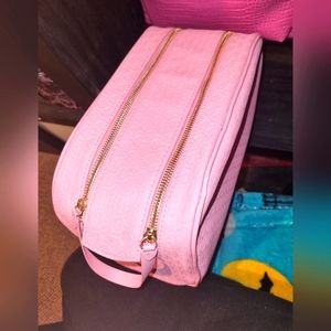 Jeffree star pink double zipper makeup bag